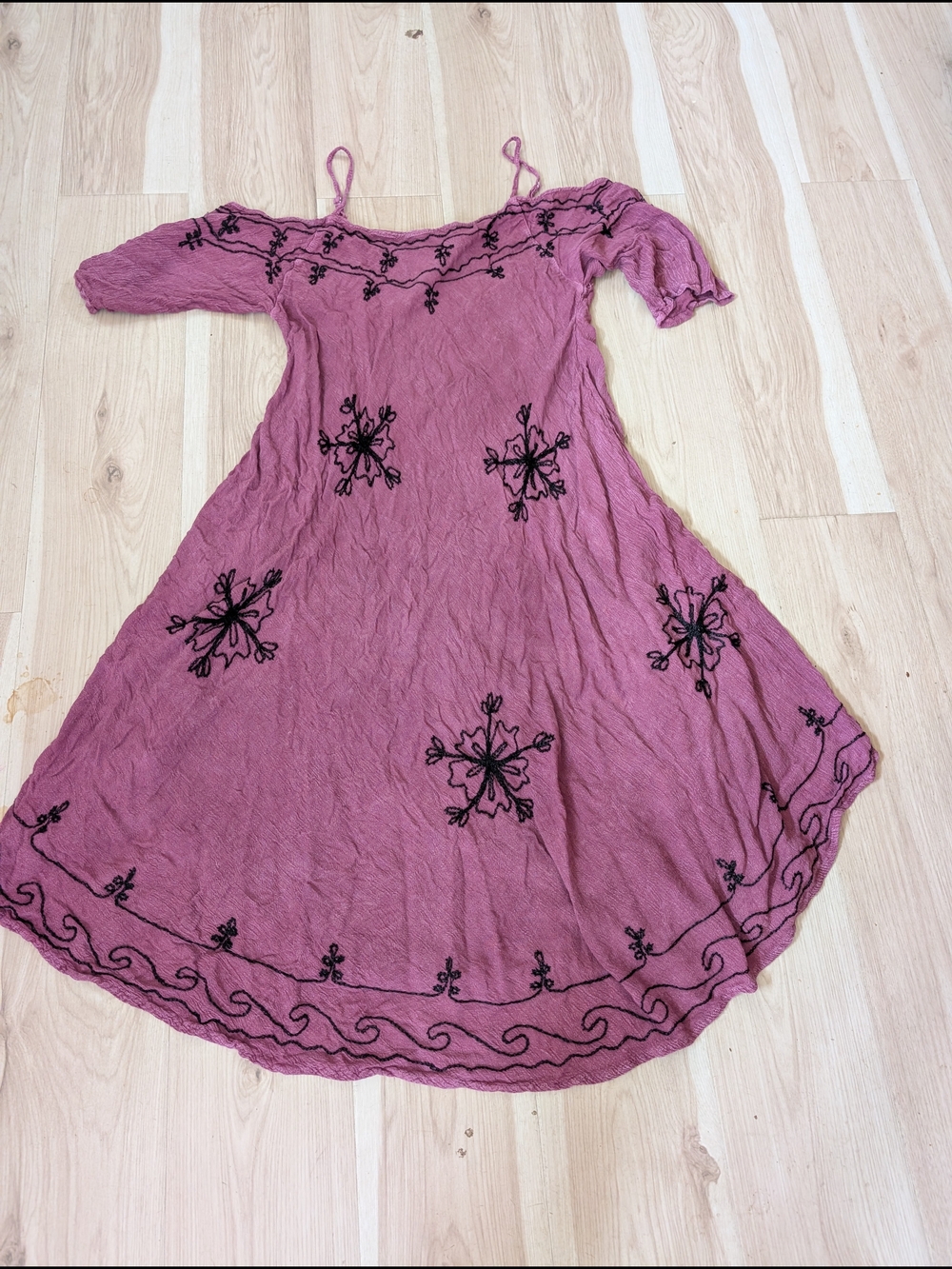 Beach By Exist Dusty Rose Embroidered Off-Shoulder Dress